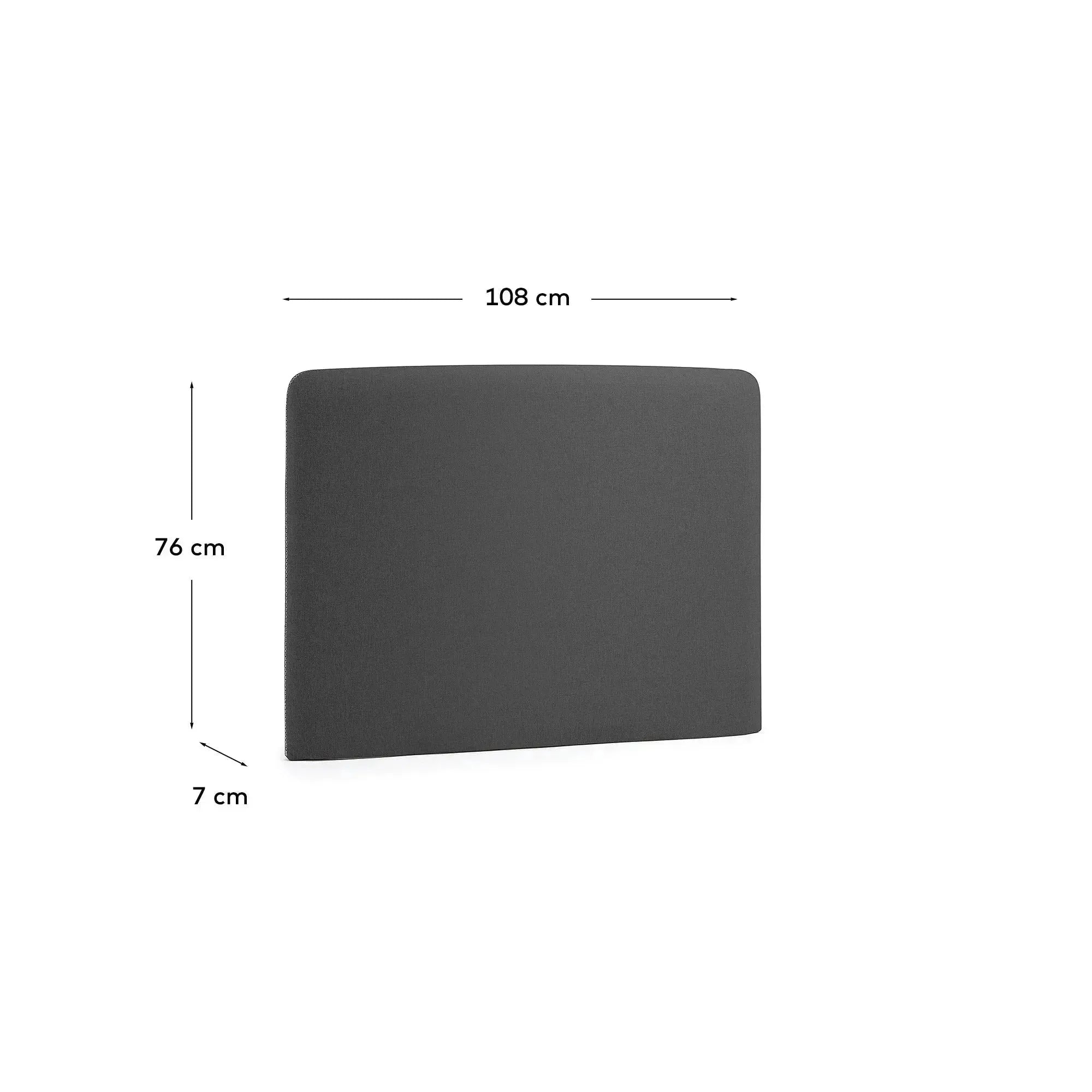 Elegantes Kopfteil Dyla in Schwarz, abnehmbarer Bezug, passend für 90 cm Betten, aus FSC-zertifizierten Materialien.