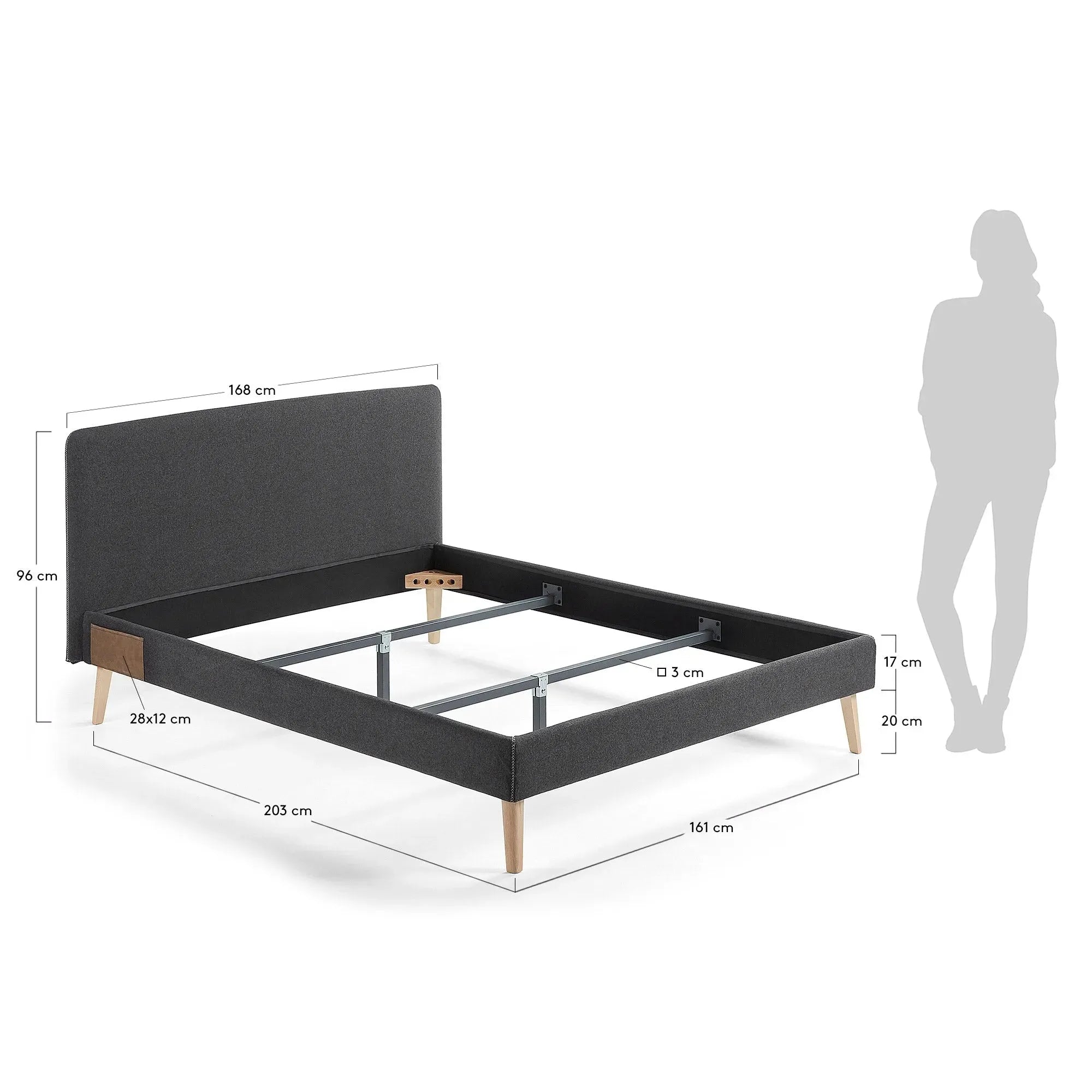 Eleganter schwarzer Dyla Bettbezug von Kave Home, passend für 150x190 cm Betten. Stilvolles Design und erstklassige Qualität.