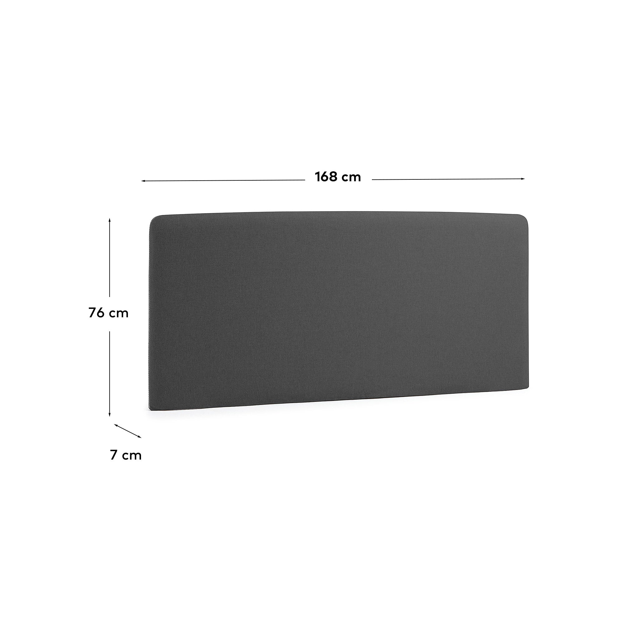 Stylischer Bezug für Bettkopfteil Dyla in Schwarz, ideal für 150 cm Betten. Schützt und verwandelt Ihr Schlafzimmer mit modernem Flair.