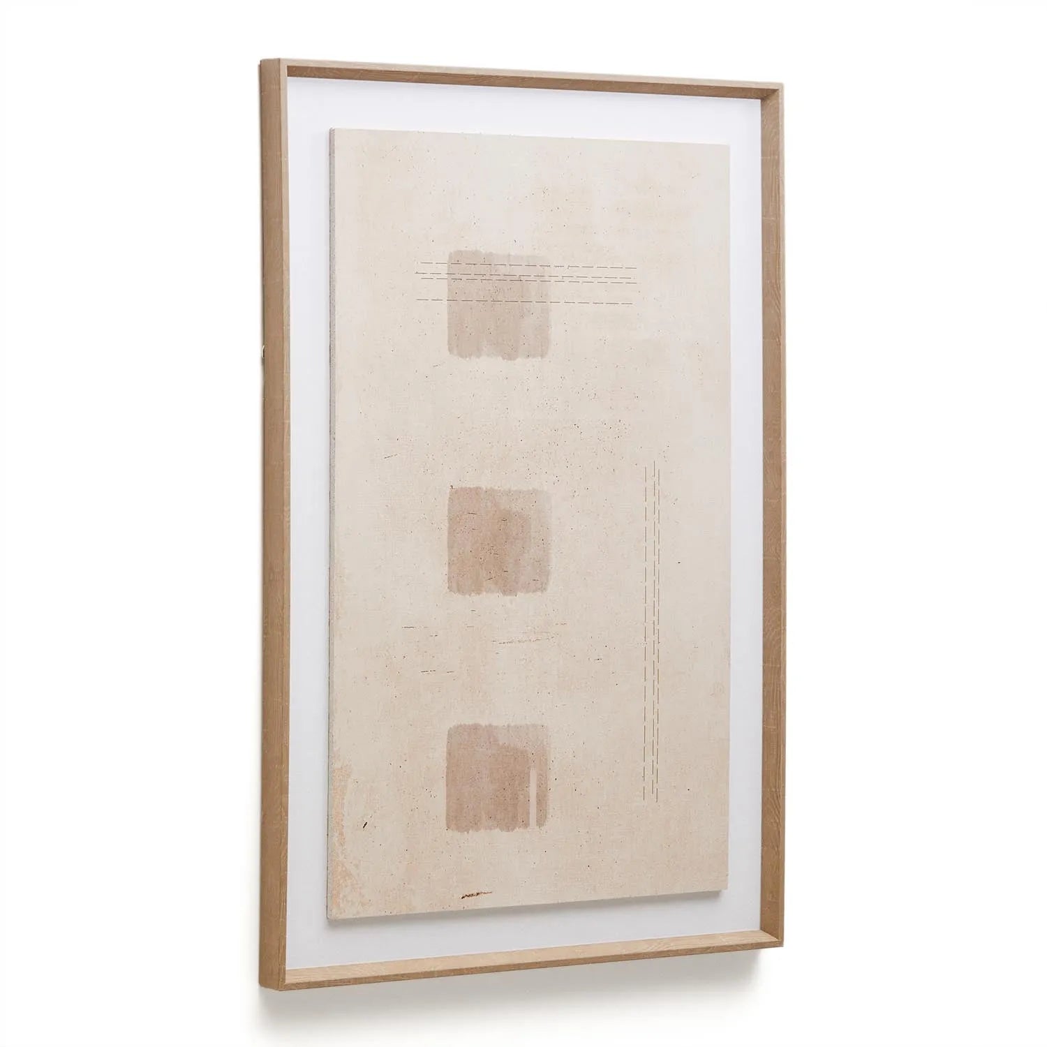 Sormina Bild: 3 braune Quadrate, 60x90 cm, Kave Home. Einzigartiges Kunstwerk, moderne Tiefe, hochwertige Materialien.