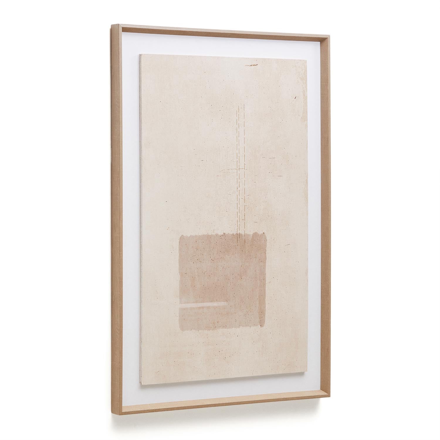 Das Sormina Bild 60x90 cm von Kave Home: Ein modernes Kunstwerk mit braunem Quadrat, dynamischen Farben und hochwertigem Material.