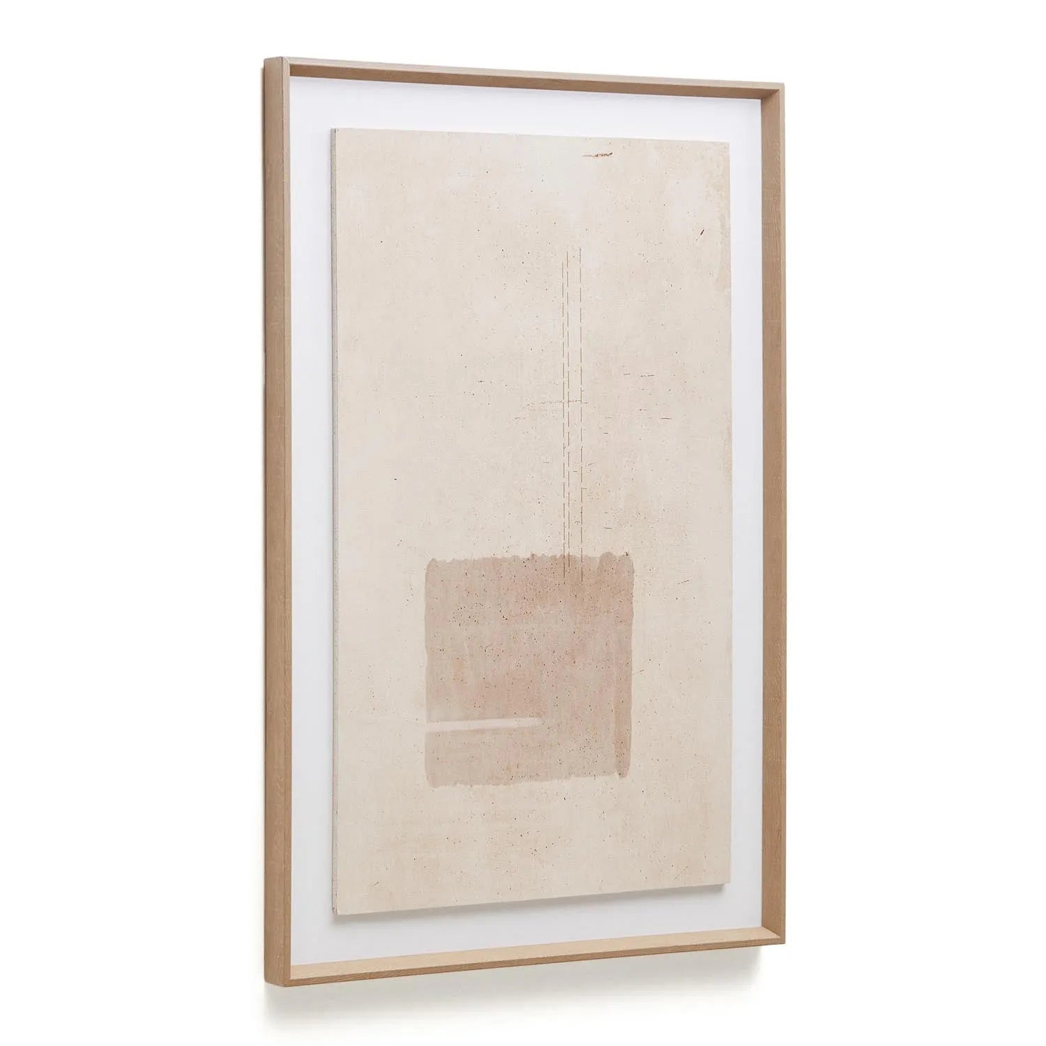 Das Sormina Bild 60x90 cm von Kave Home: Ein modernes Kunstwerk mit braunem Quadrat, dynamischen Farben und hochwertigem Material.