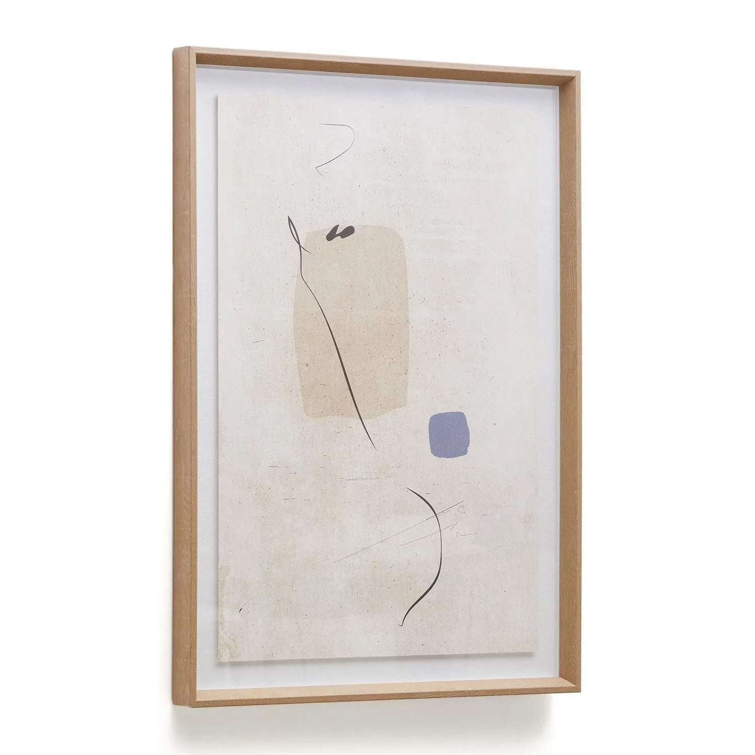 Abstraktes Sormi Bild von Kave Home, 50x70 cm, inspiriert von Joan Miró, in sanften Beigetönen, ideal für jede Einrichtung.