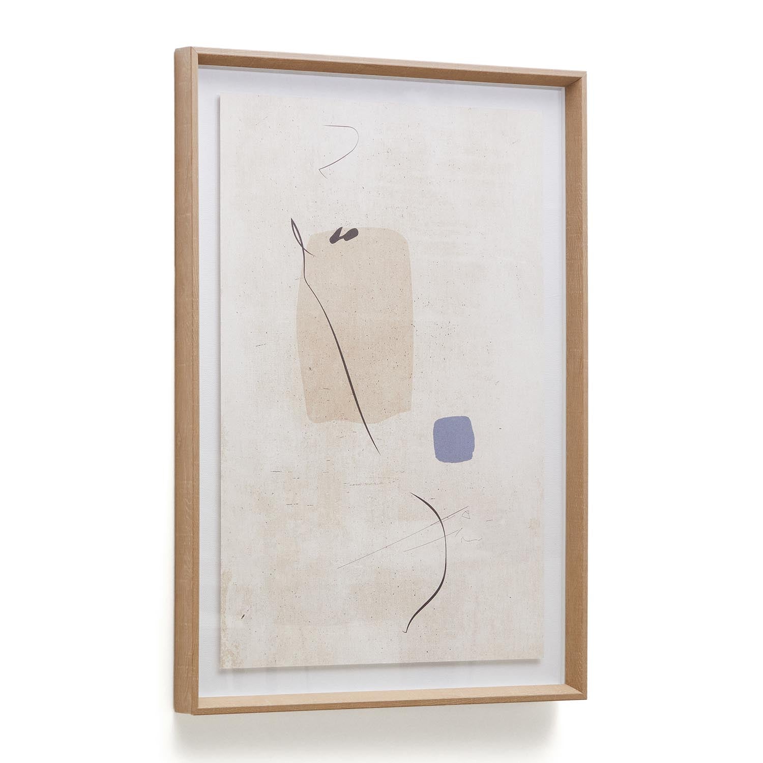 Abstraktes Sormi Bild von Kave Home, 50x70 cm, inspiriert von Joan Miró, in sanften Beigetönen, ideal für jede Einrichtung.