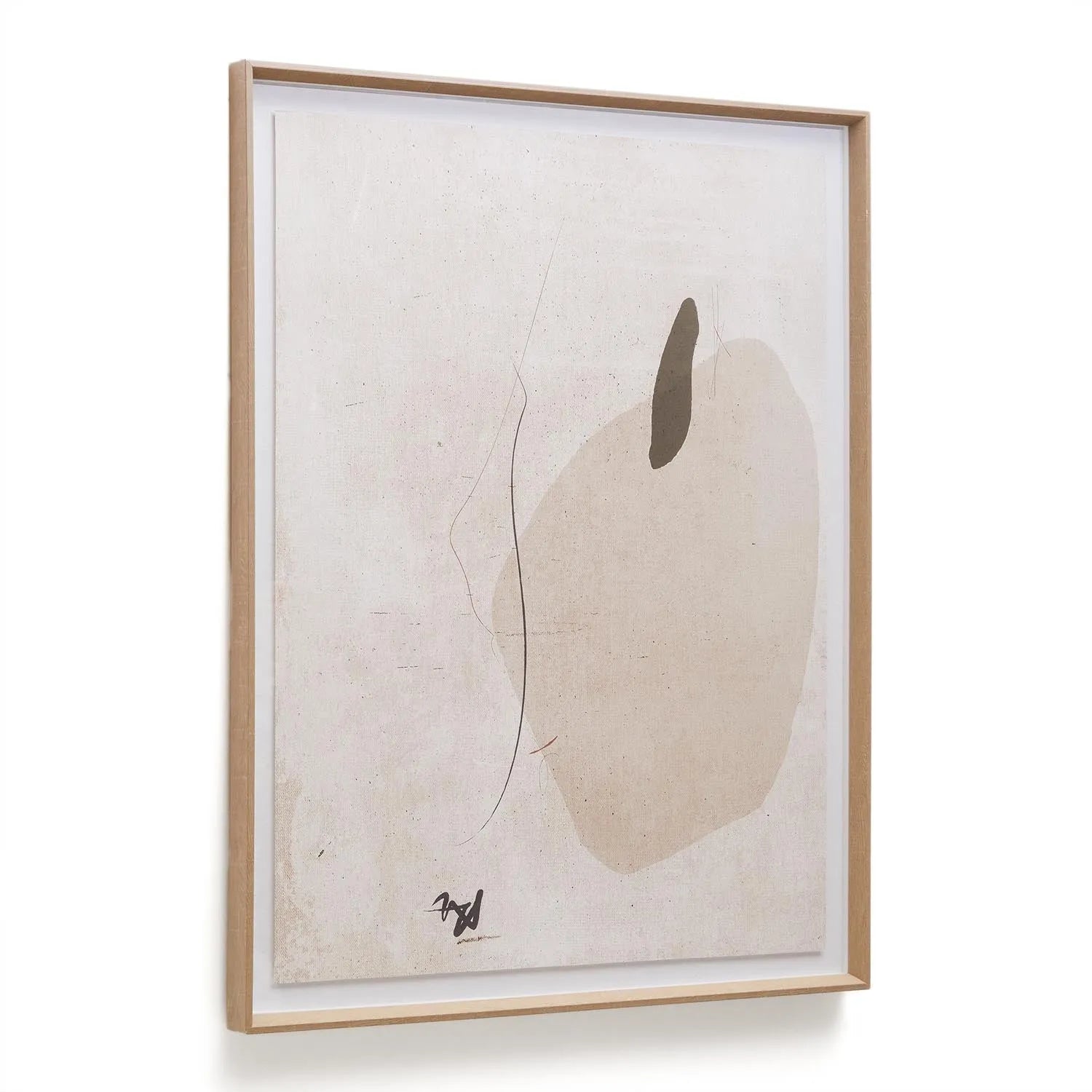 Abstraktes Sormi Bild 80x100 cm von Kave Home: Beige Töne, inspiriert von Joan Miró, ideal für moderne und klassische Räume.