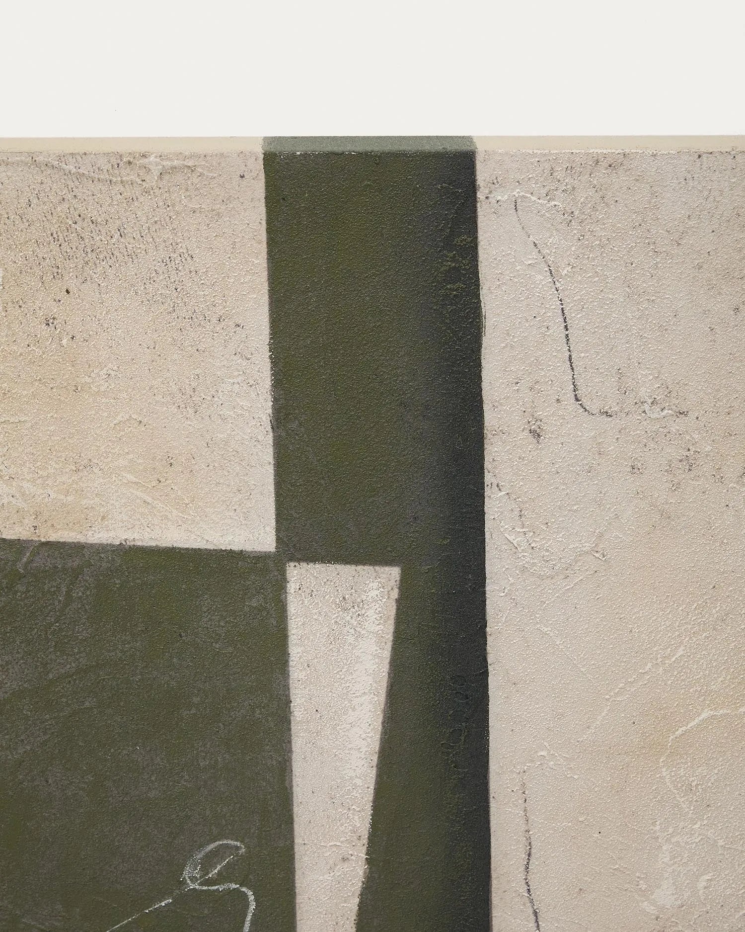 Abstrakte Leinwand Fida: Grüne Töne und dynamische Formen, 118x94 cm, für moderne, stilvolle Räume.