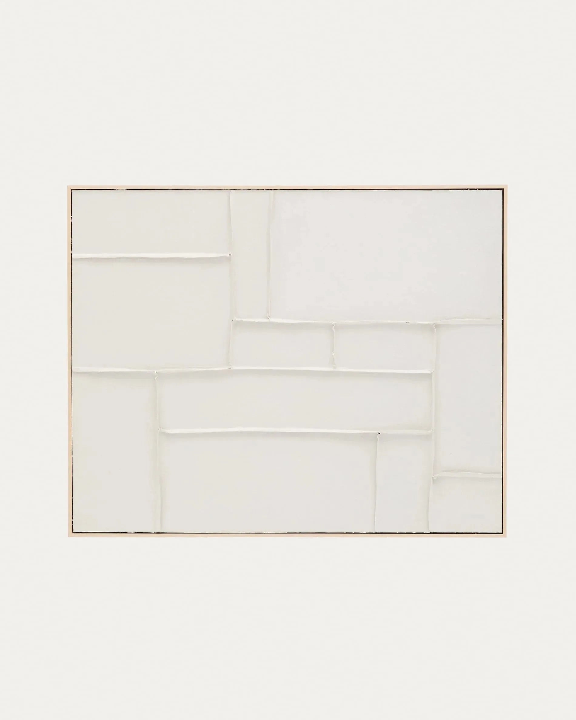 Ein modernes Leinwandbild mit geometrischen Formen in Weiß, das Eleganz und minimalistischen Stil in jeden Raum bringt.