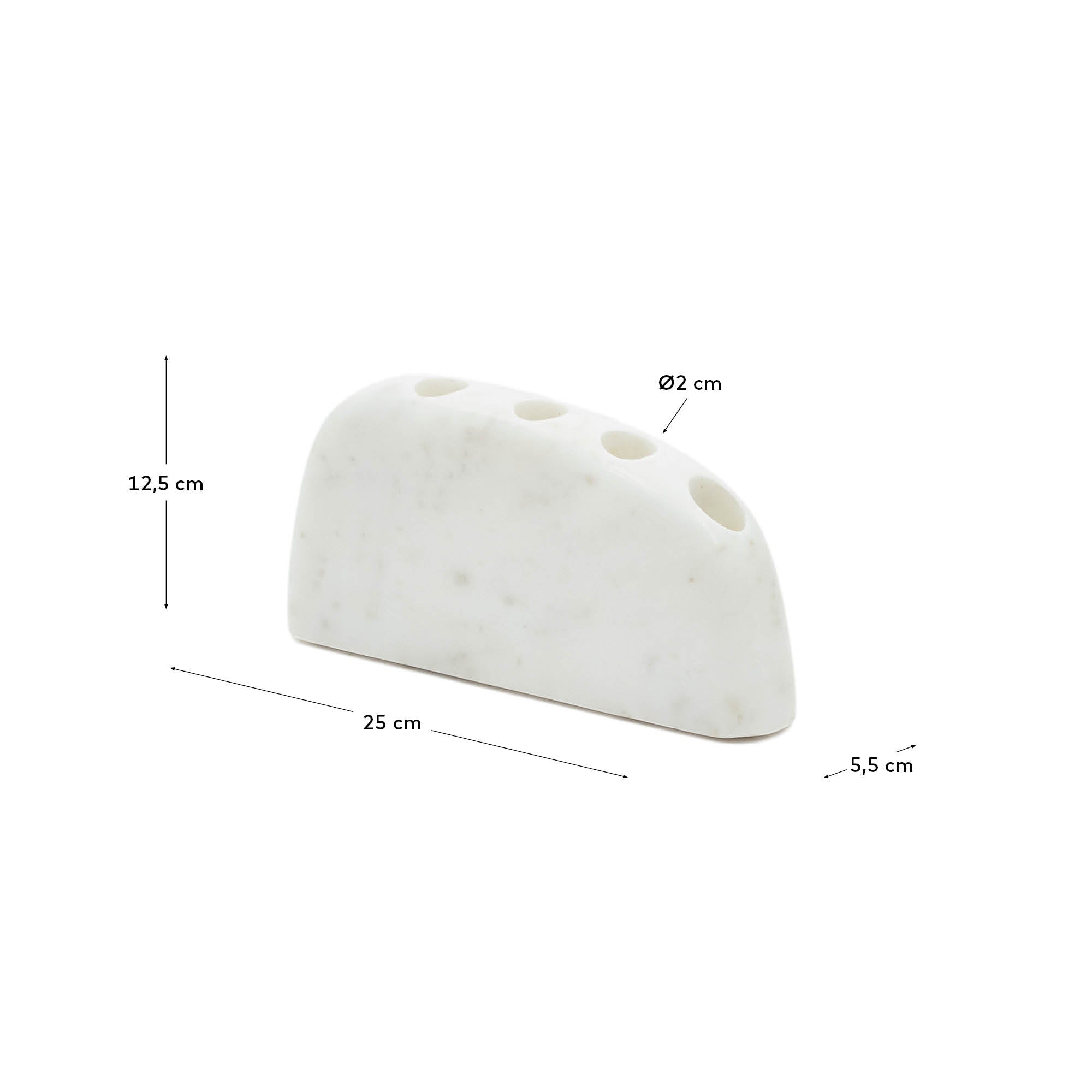 Eleganter Kerzenhalter Signe aus weißem Marmor, 10 cm hoch, von Kave Home. Perfekt für stilvolle Dekorationen.