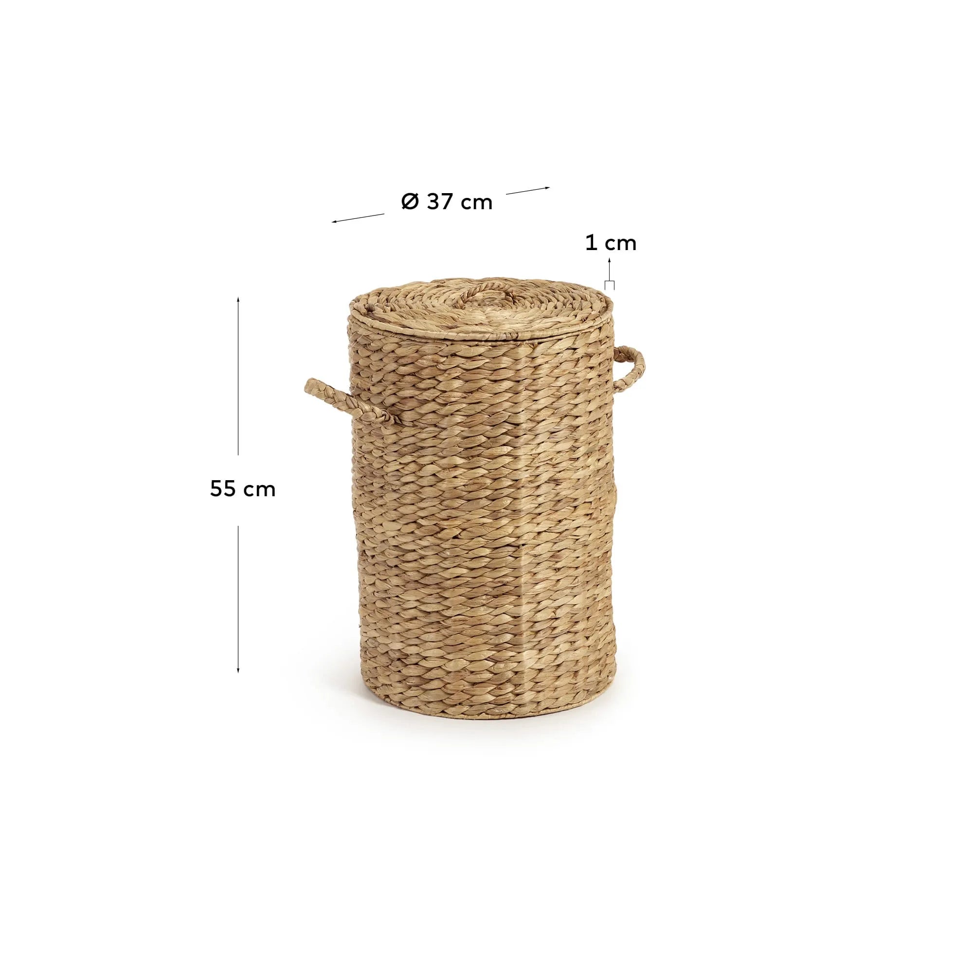 Eleganter Wäschekorb aus Wasserhyazinthe, 55 cm hoch, vereint Stil und Funktionalität für ein nachhaltiges Zuhause.