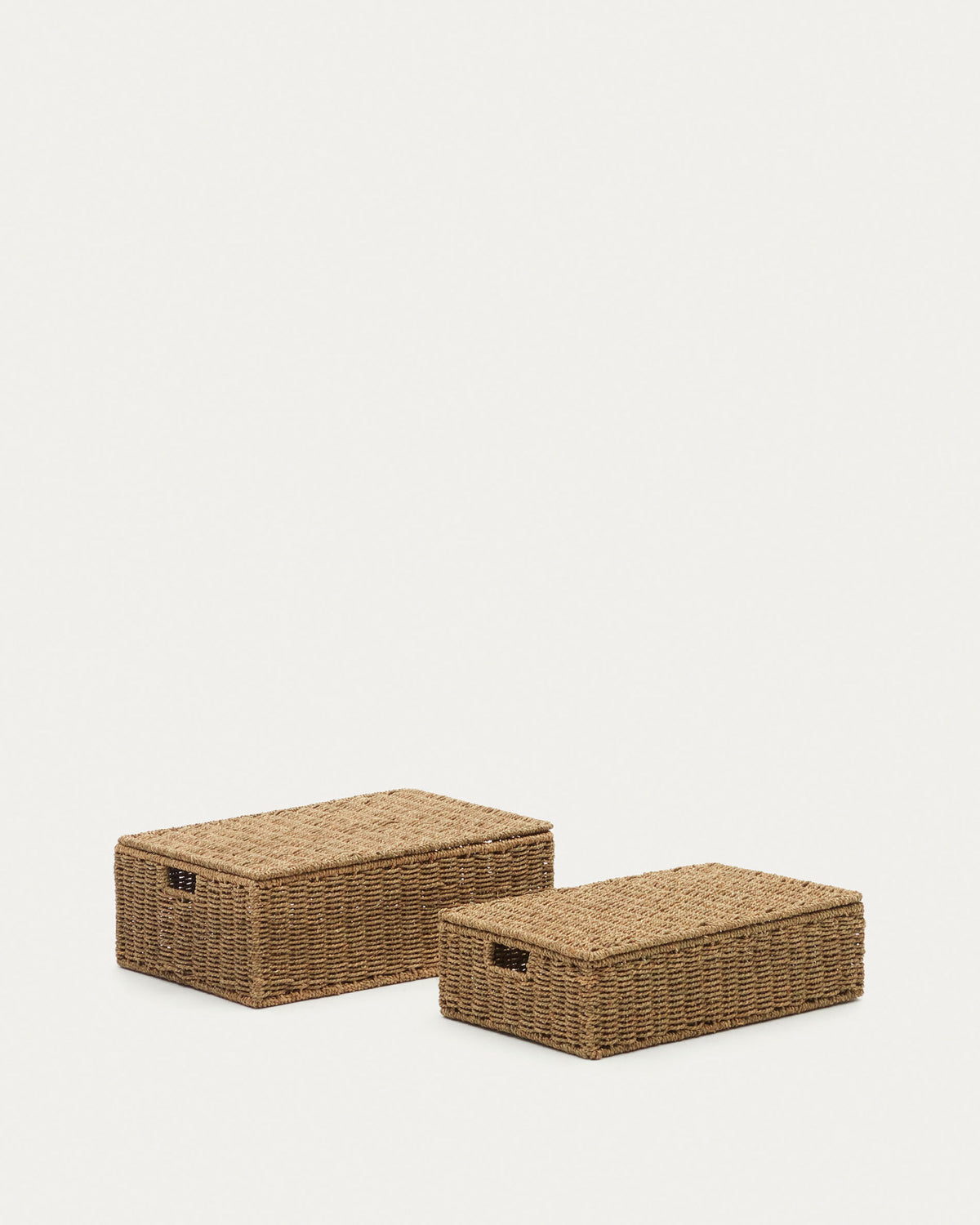 Tossa Set aus 2 Kisten mit Deckel aus Naturfasern 55 x 36 cm / 60 x 40 cm in Natur präsentiert im Onlineshop von KAQTU Design AG. Aufbewährungskörbe ist von Kave Home