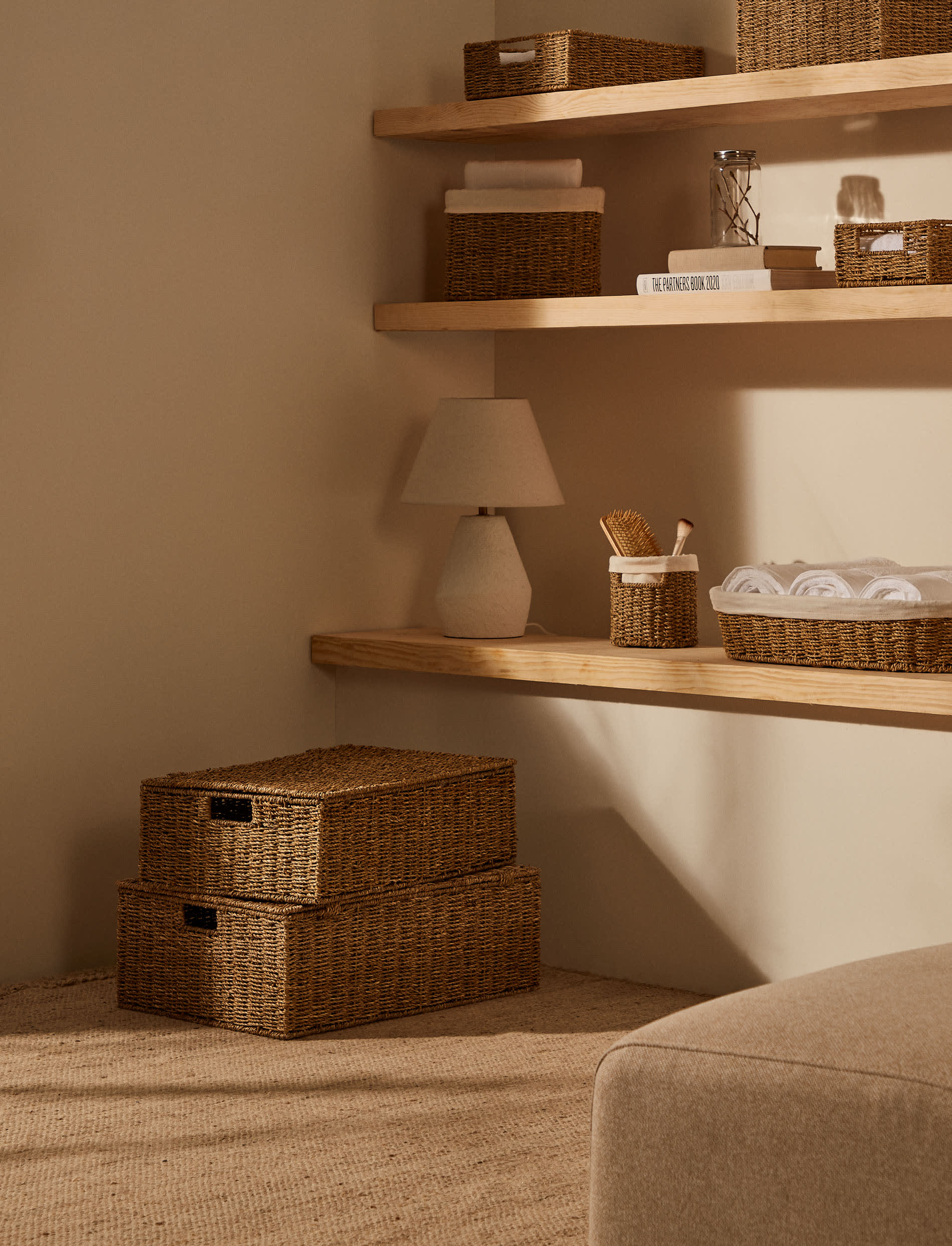 Tossa set made of 2 boxes with lids made of natural fibers 55 x 36 cm/60 x 40 cm