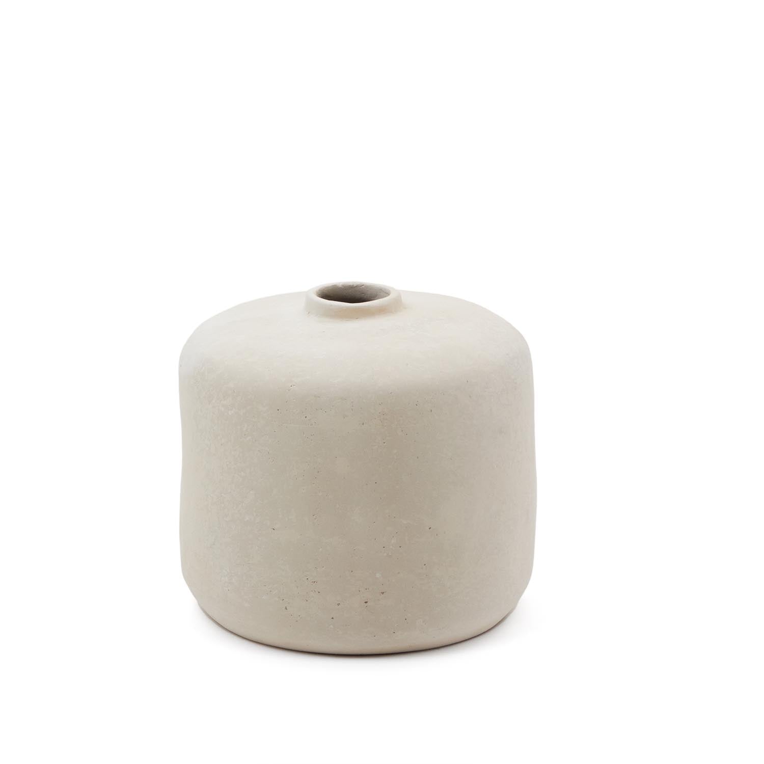 Elegante Serina Vase aus weißem Pappmaché, 36,5 cm hoch, nachhaltig und modern, ideal für Blumenarrangements.