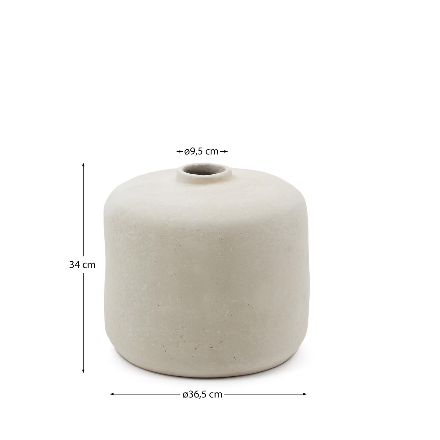 Stilvolle Serina Vase 36,5 cm aus weißem Pappmaché von Kave Home.