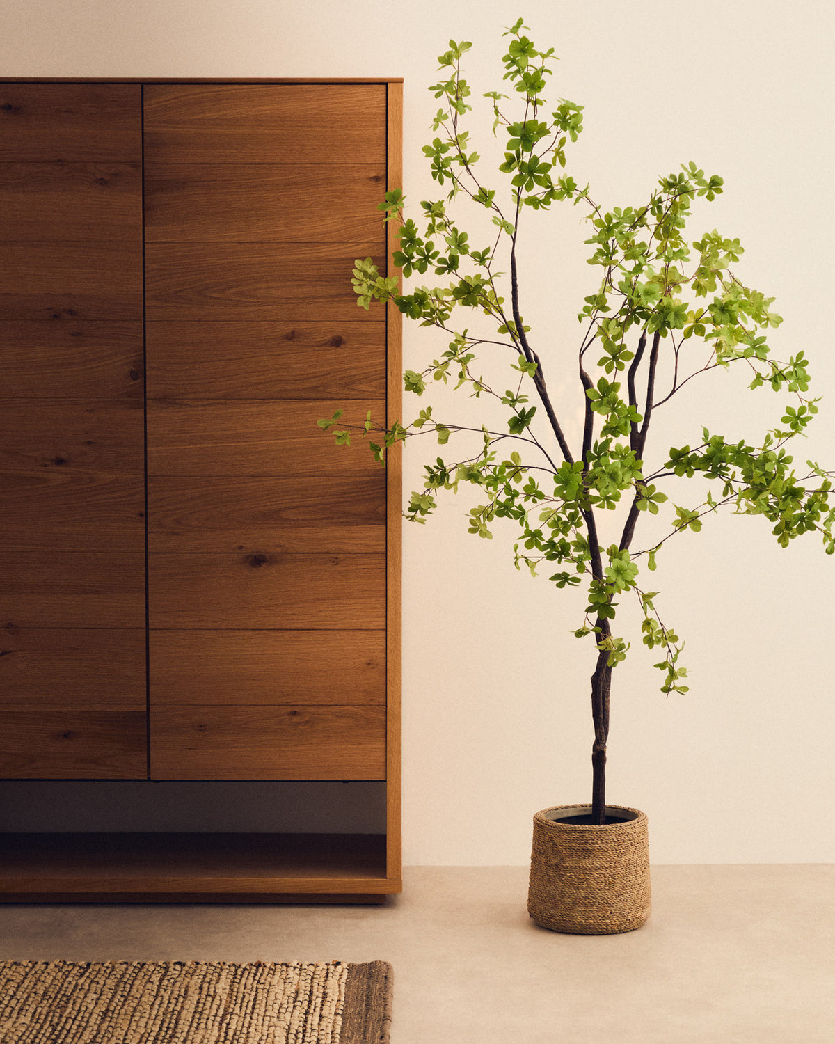 Kunstbaum Enkianthus mit schwarzem Übertopf 214 cm in Grün präsentiert im Onlineshop von KAQTU Design AG. Kunstpflanze ist von Kave Home