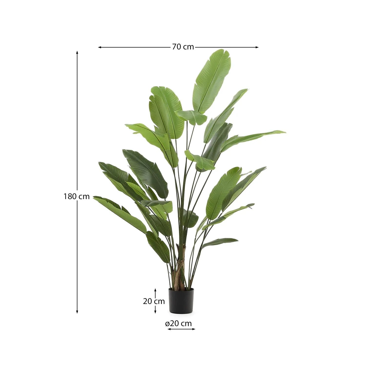 Kave Home Banano Kunstpflanze 210 cm im stilvollen schwarzen Topf.