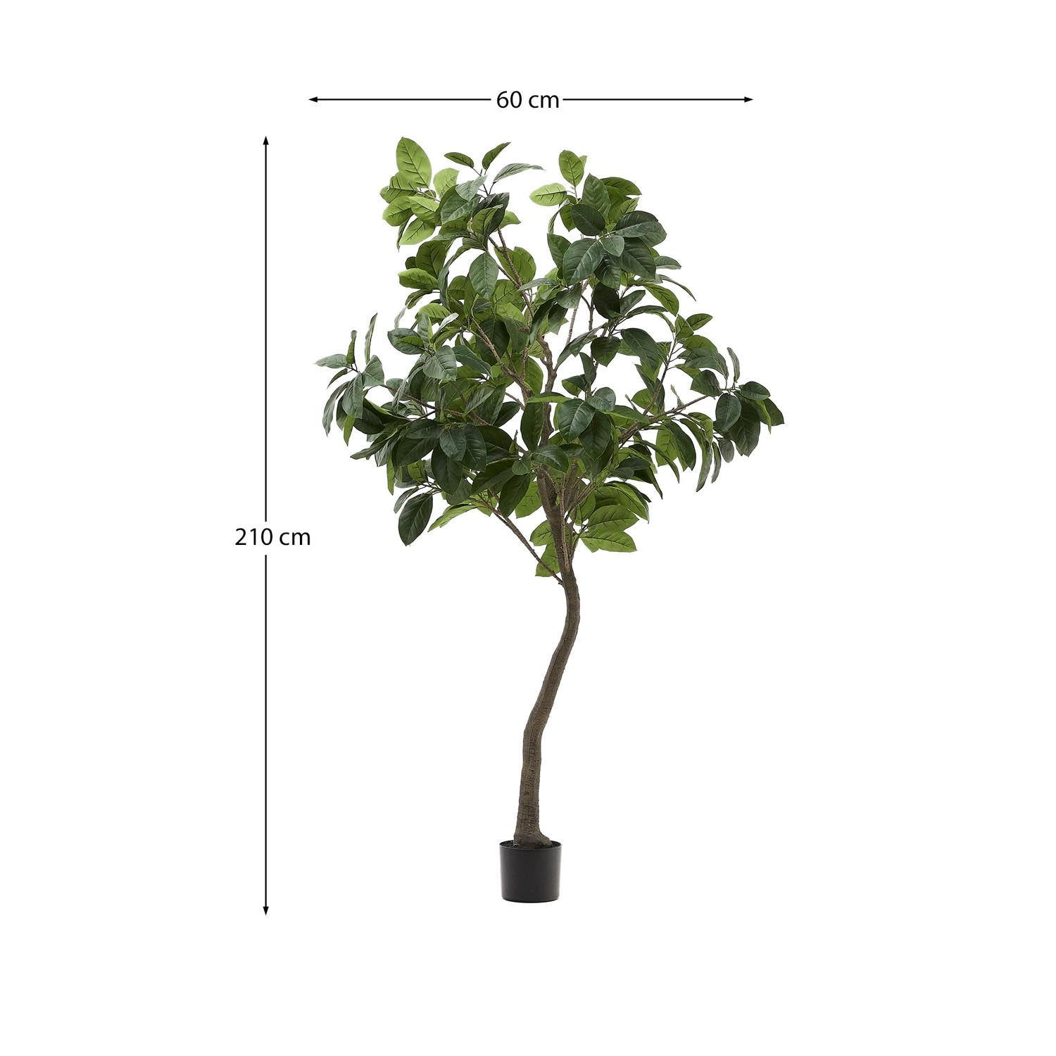 Kave Home Ficus Kunstbaum 210 cm im stilvollen schwarzen Topf.