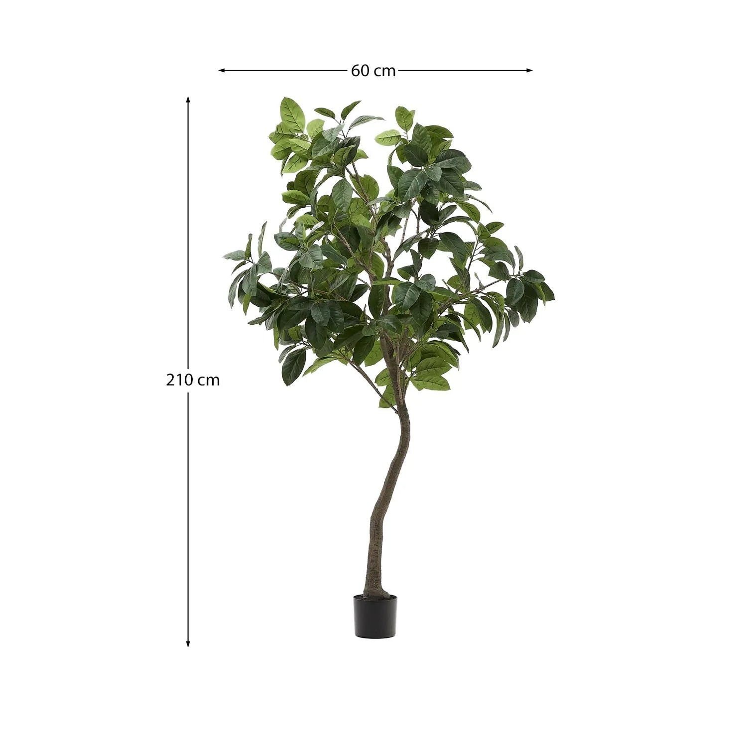 Kave Home Ficus Kunstbaum 210 cm im stilvollen schwarzen Topf.