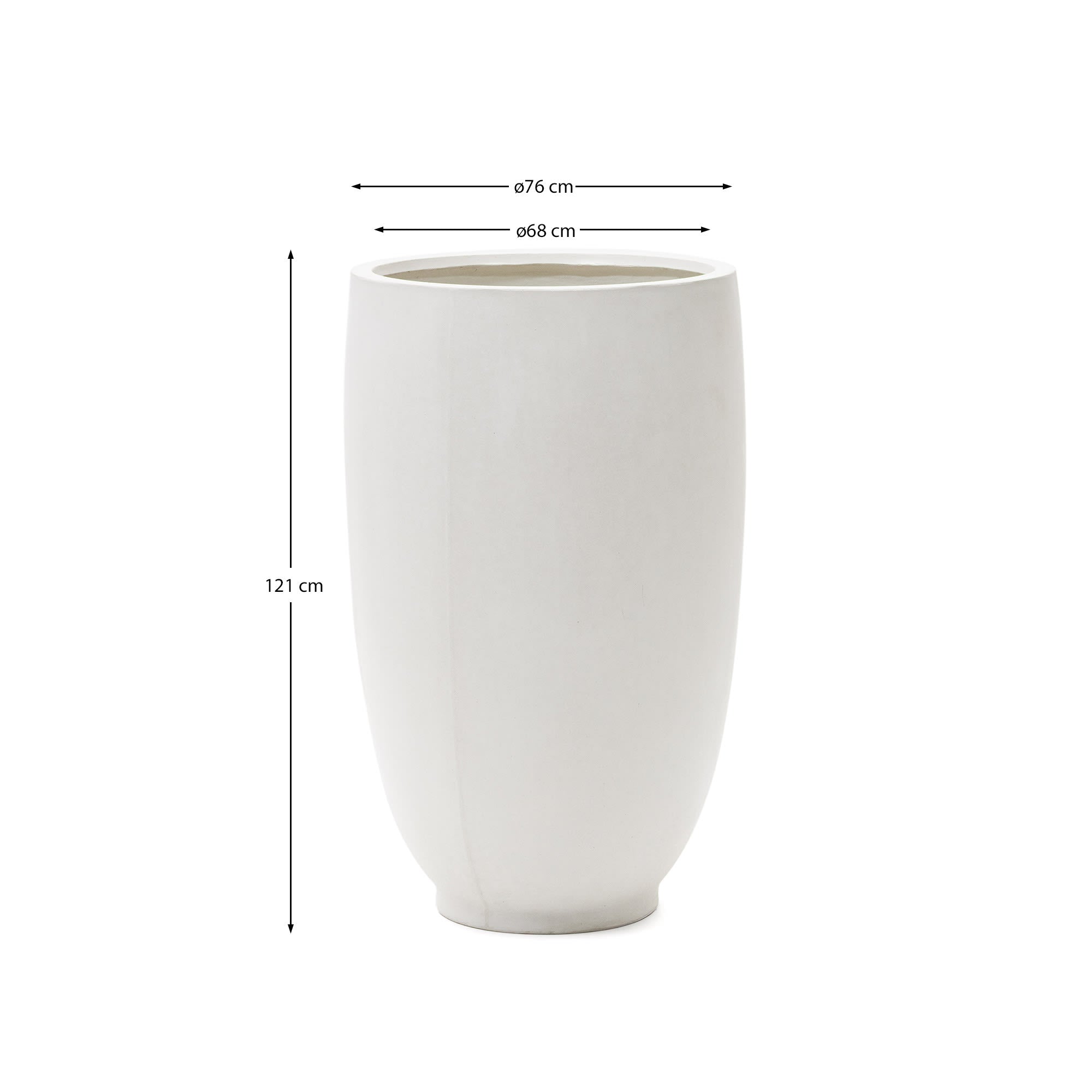 Moderner Aiguablava Blumentopf aus robustem weissem Zement, Ø 75 cm – ideal für kreative Pflanzenarrangements in jedem Raum.