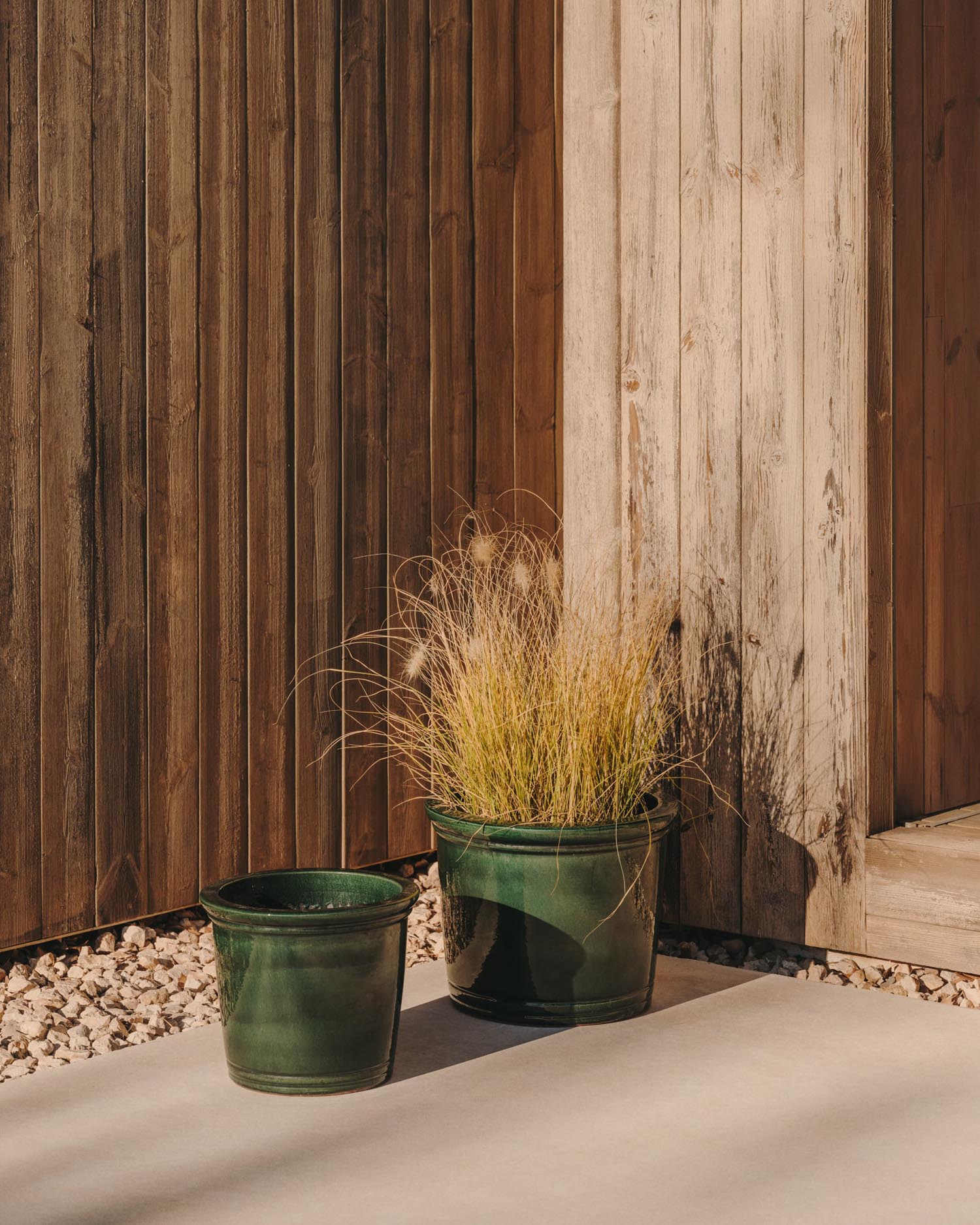 Presili Lot de 2 pots de fleurs en céramique avec finition émaillée verte Ø 37 / 47 cm