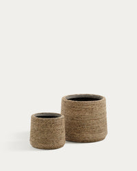 Set Sigal avec 2 jardinières en ciment à surface naturelle Ø 24 cm/Ø 31 cm