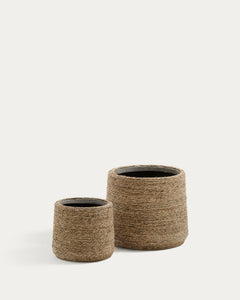 Set Sigal avec 2 jardinières en ciment à surface naturelle Ø 24 cm/Ø 31 cm