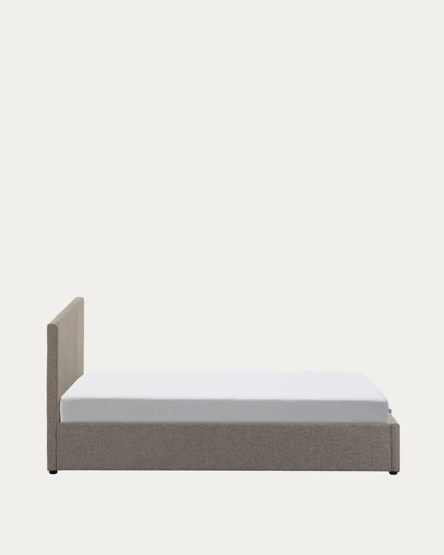 Modernes Nahiri Bett in Grau mit praktischem Stauraum, passend für 160x200 cm Matratzen, ideal für stilvolle Schlafzimmer.