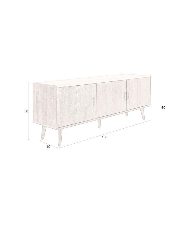 Sideboard Arda in Beige mit Eichenfurnier, walnussfarbener Oberfläche und schlanken Beinen