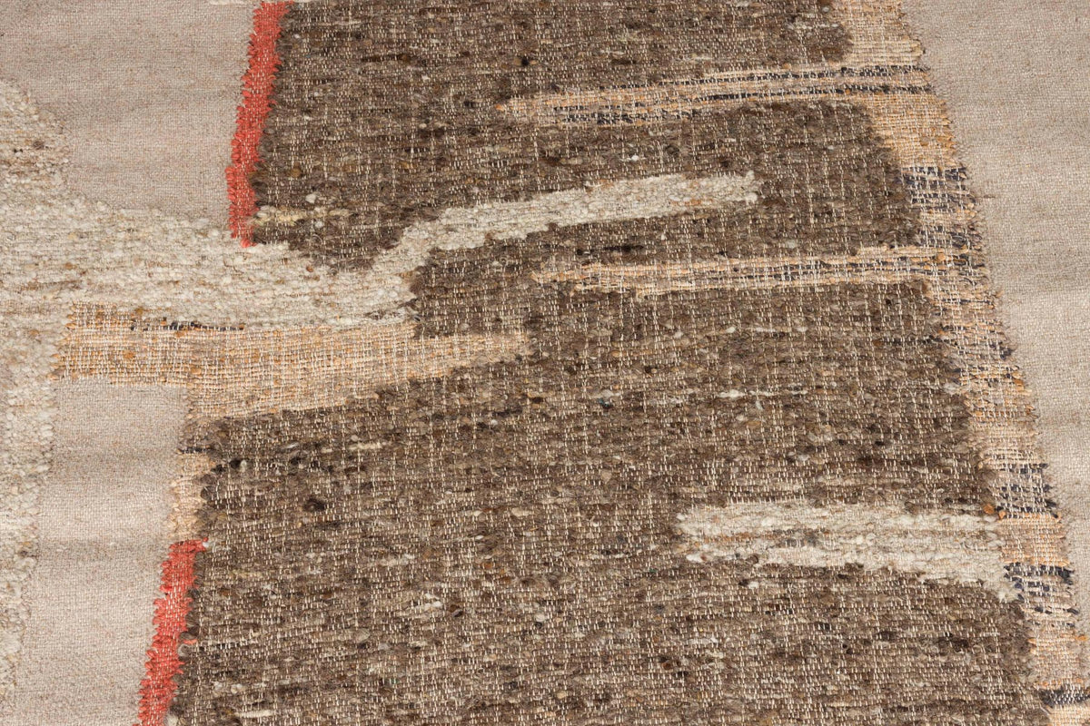Handgewebter Teppich Briton aus Wolle, Jute und Baumwolle in neutralem Farbton