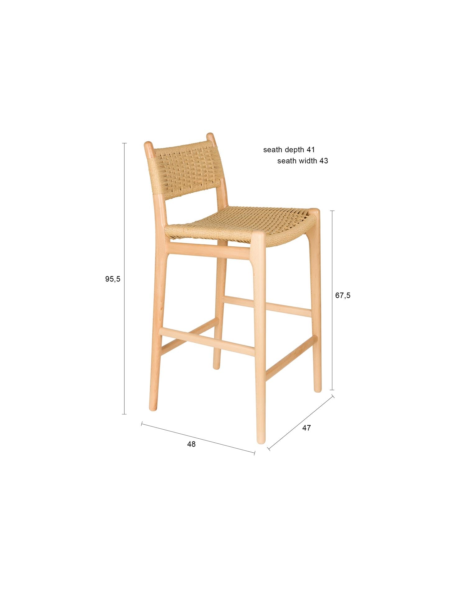 Barstuhl Cecile in Natural präsentiert im Onlineshop von KAQTU Design AG. Barstuhl ist von Dutchbone
