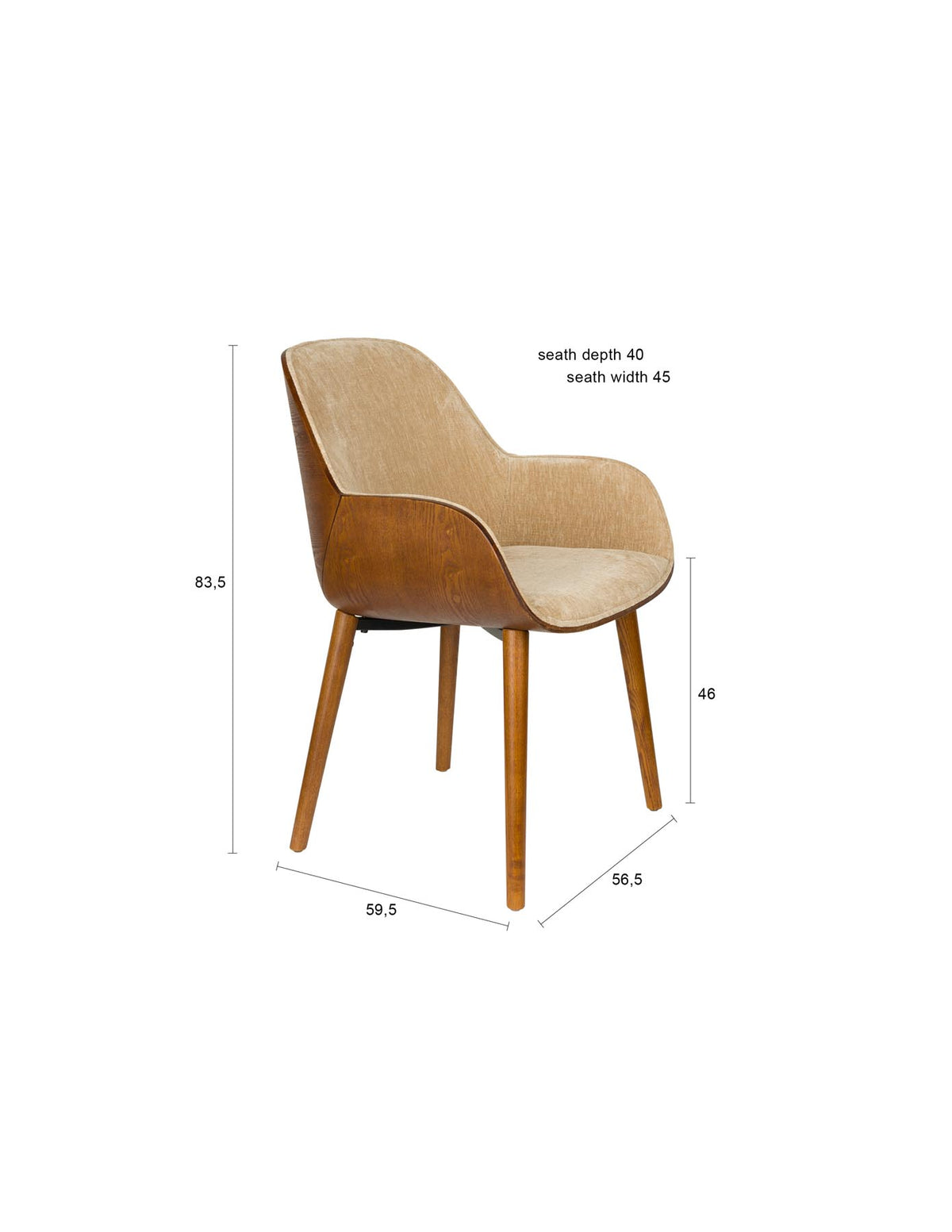 Armlehnstuhl Taylor in Beige präsentiert im Onlineshop von KAQTU Design AG. Stuhl ist von Dutchbone