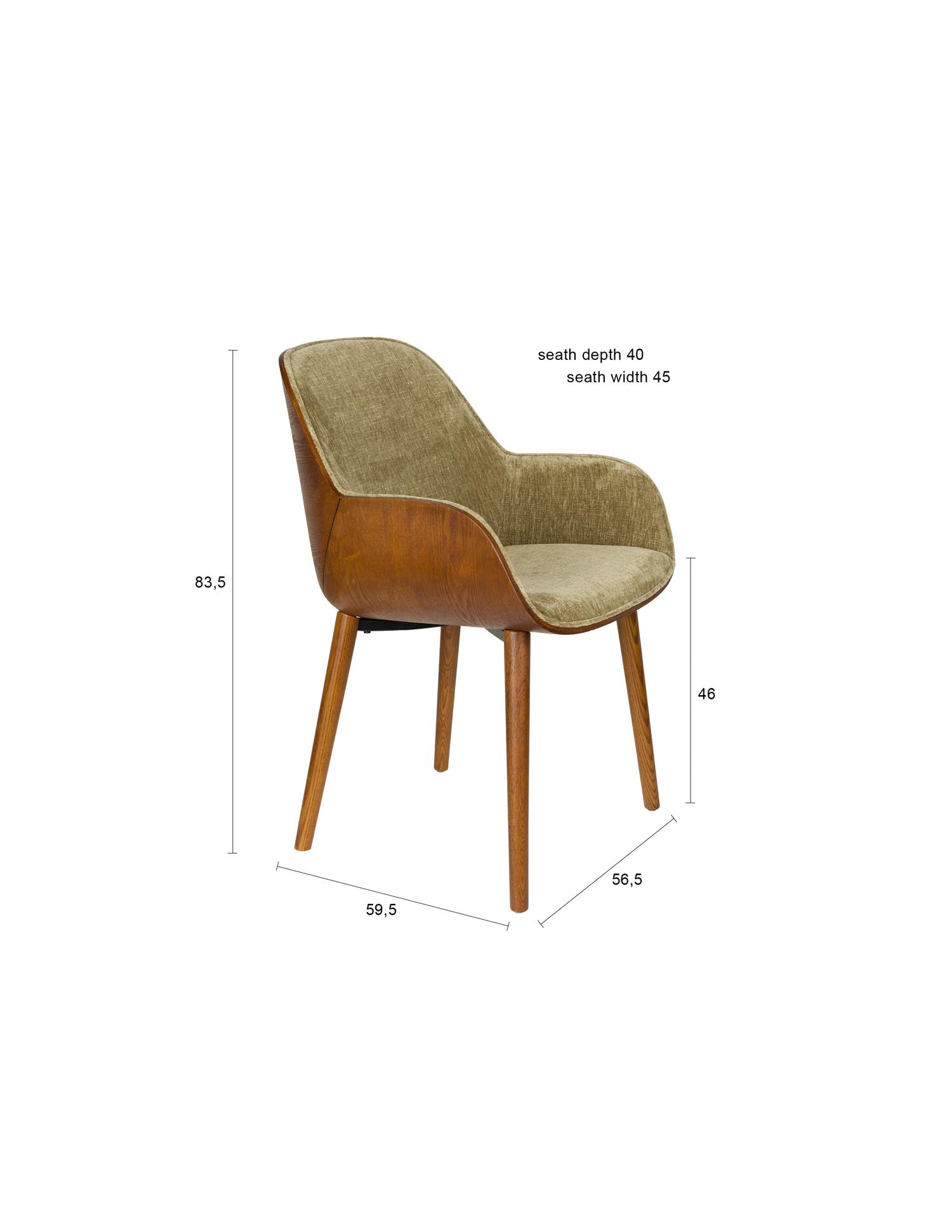 Armlehnstuhl Taylor in Grün präsentiert im Onlineshop von KAQTU Design AG. Stuhl ist von Dutchbone