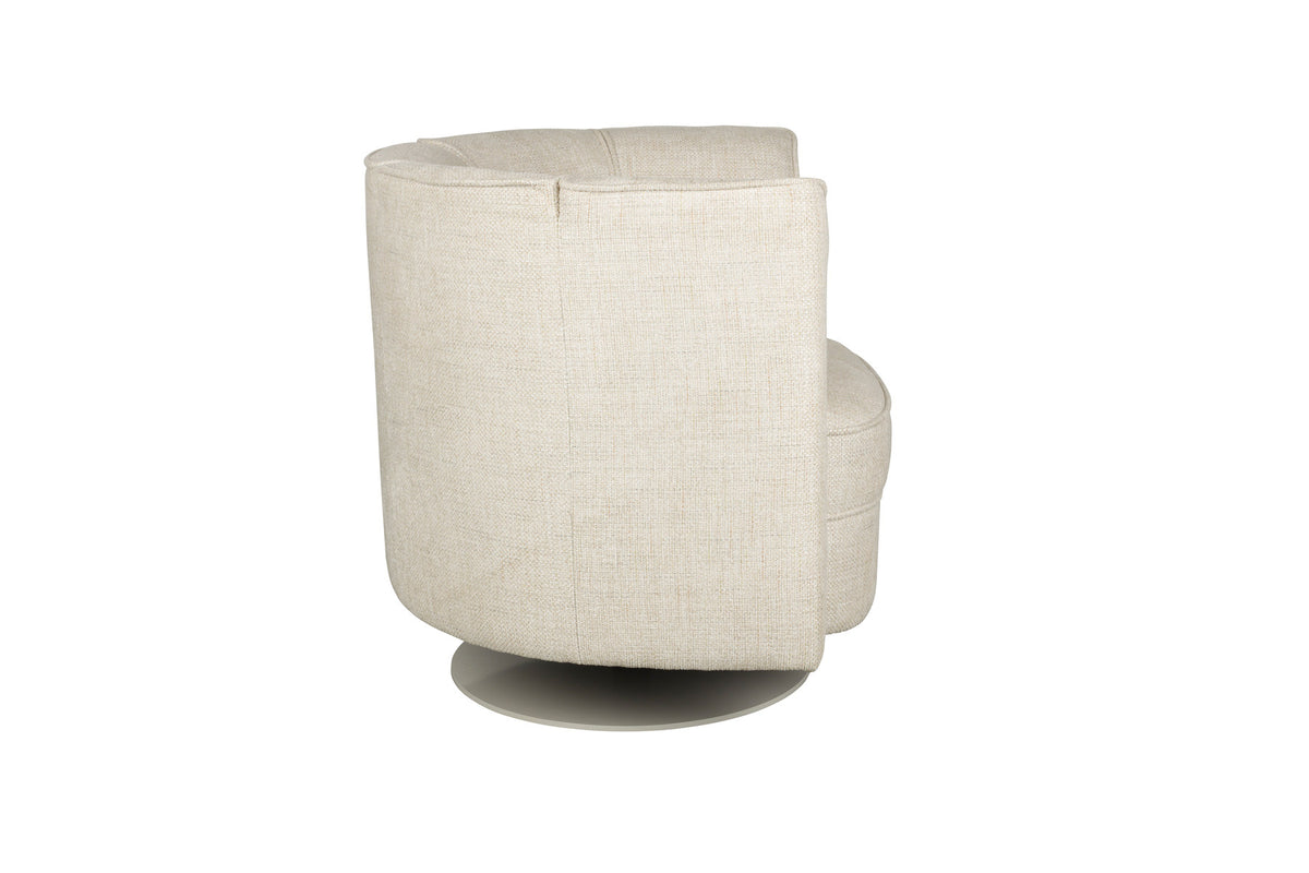 Runder Sessel Flower von Dutchbone mit Polyesterbezug und schwarzem Drehgestell aus Stahl