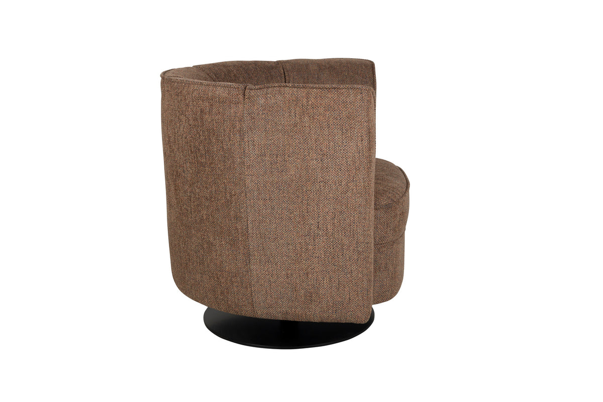 Runder Sessel Flower von Dutchbone mit Polyesterbezug und schwarzem Drehgestell aus Stahl