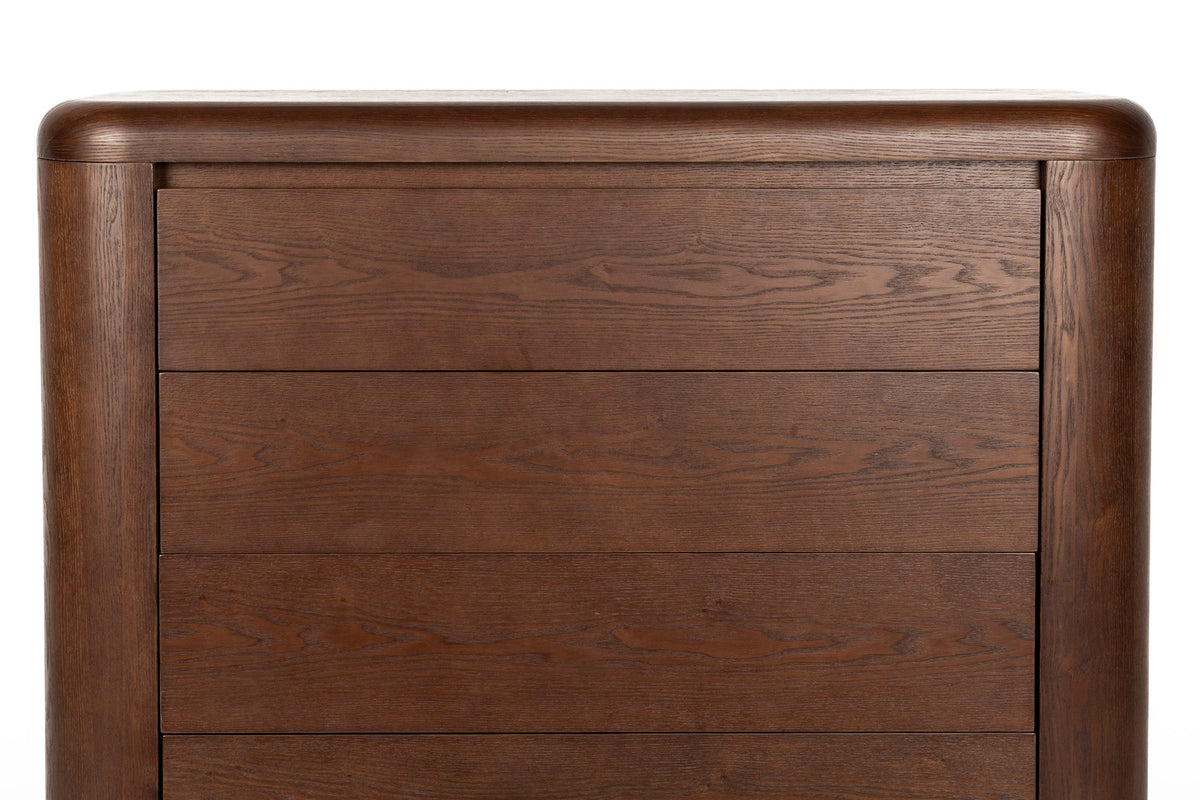 Cabinet Herman in Braun mit vier Schubladen und wellenförmig geschwungenen Füssen