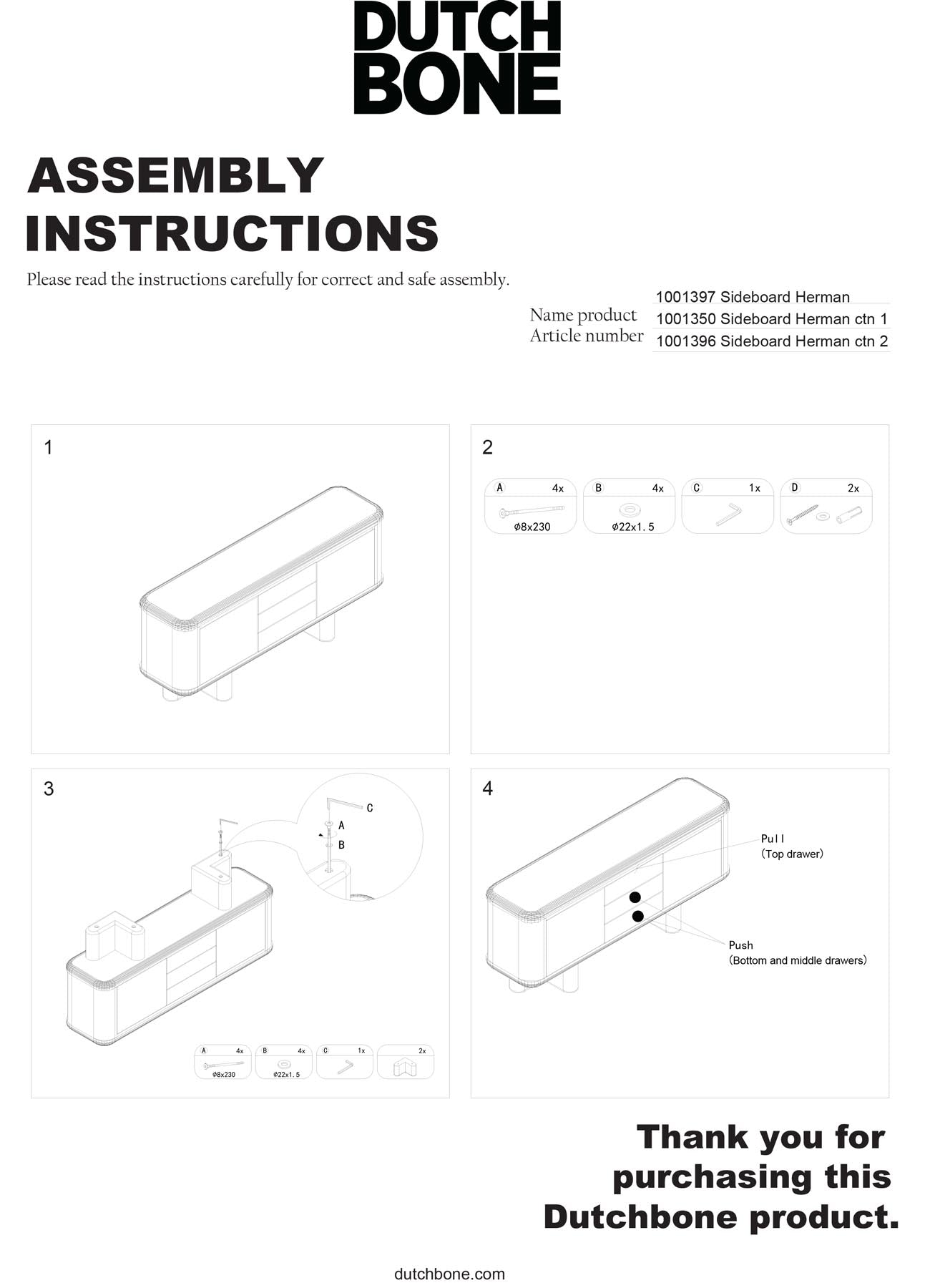 Sideboard Herman in  präsentiert im Onlineshop von KAQTU Design AG. Sideboard ist von Dutchbone