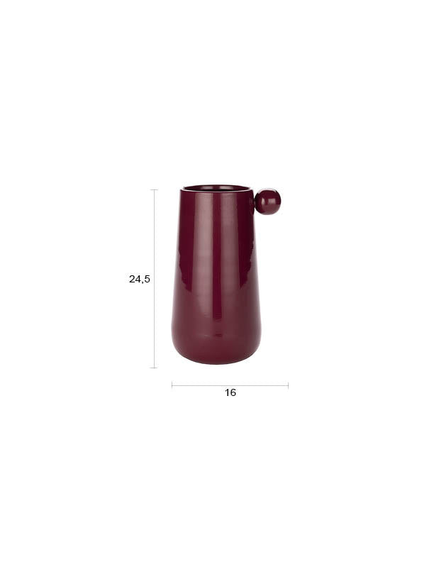 Metallvase Dot von Dutchbone mit glänzender Oberfläche, runder Form und kleiner Kugel oben