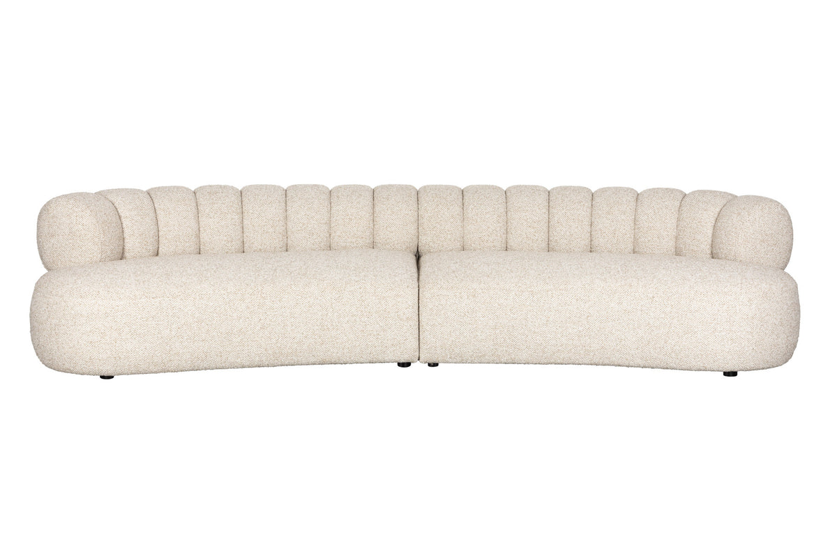 Sofa Duvane 4,5-Sitzer von Dutchbone mit gebogener Form und runder Rückenlehne aus grobem Stoff