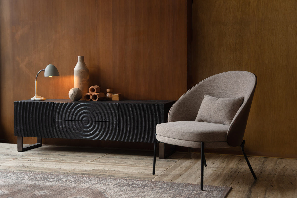 Sessel Rodin in Beige/Braun präsentiert im Onlineshop von KAQTU Design AG. Sessel ist von Dutchbone