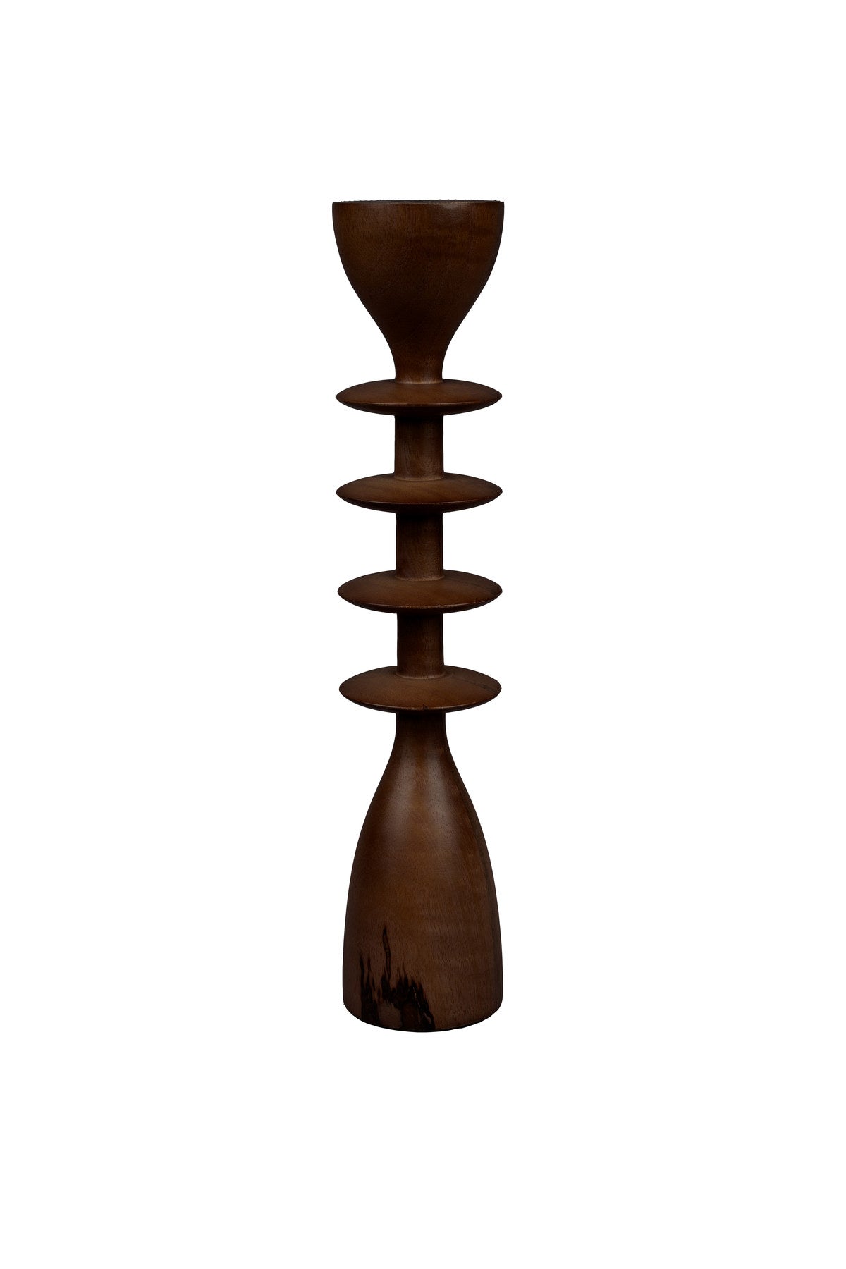 Brauner Kerzenständer Pernilla aus Mangoholz mit organischer Form