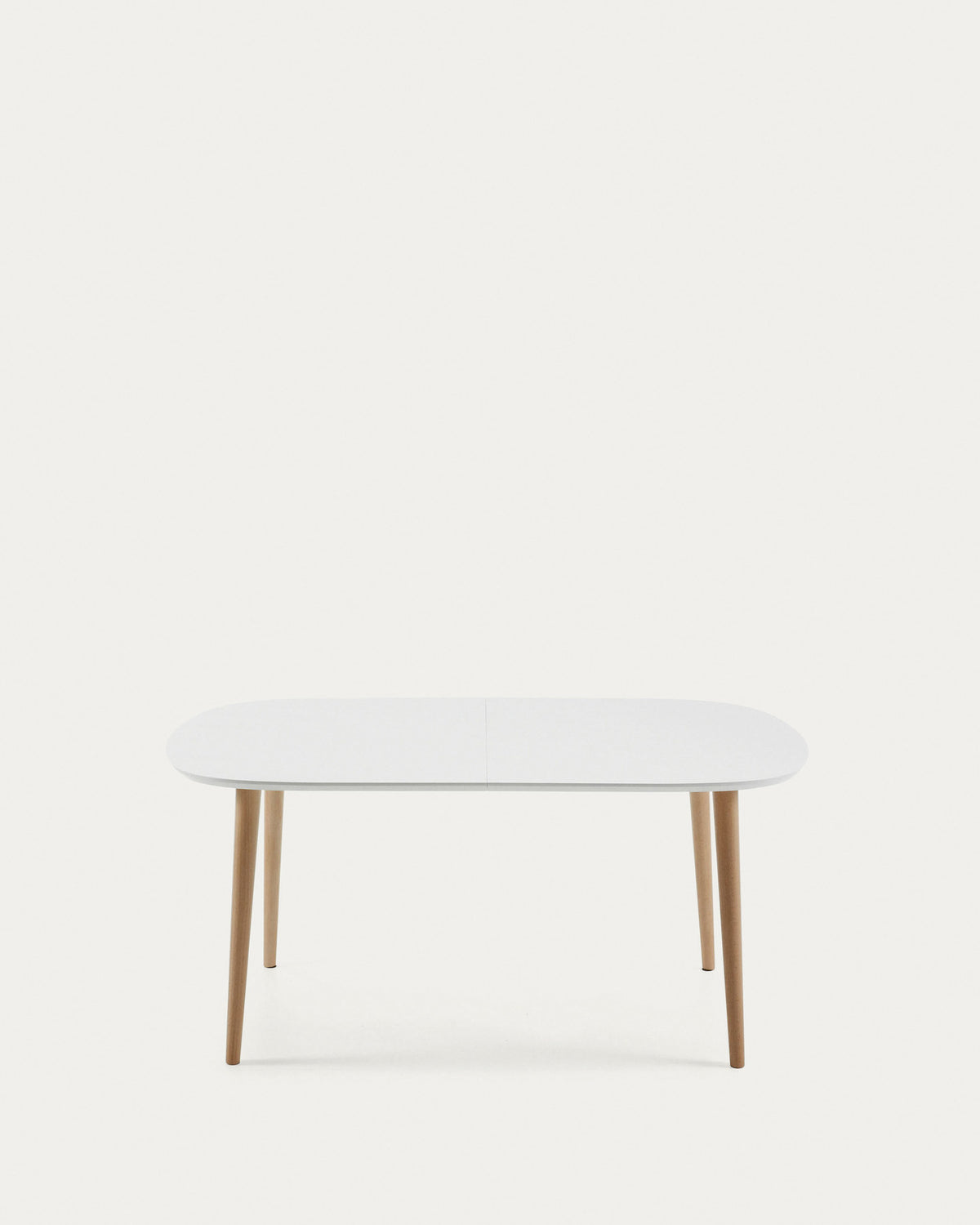 Oqui Ausziehtisch aus weiss lackiertem MDF und Beine aus massiver Buche 160 (260) x 100 cm in Weiss, Natur präsentiert im Onlineshop von KAQTU Design AG. Esstisch ist von Kave Home