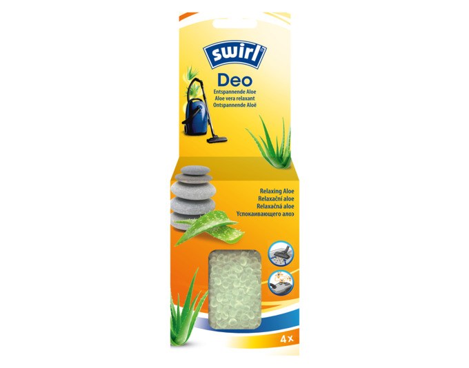 Gelborange SWIRL Deo Pearls in kleiner Verpackung, Duft-Perlen für den Staubsaugerbeutel, Gewicht 0.1 kg, Aloe Vera Duftnote.