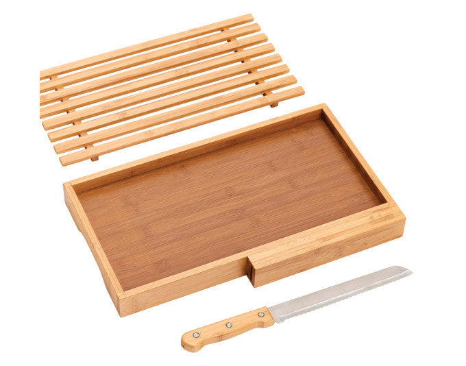 ZELLER Brotbrett mit Messer Bamboo 39.5x23.5x4 cm in Natur, Braun präsentiert im Onlineshop von KAQTU Design AG. Schneidbrett ist von ZELLER PRESENT
