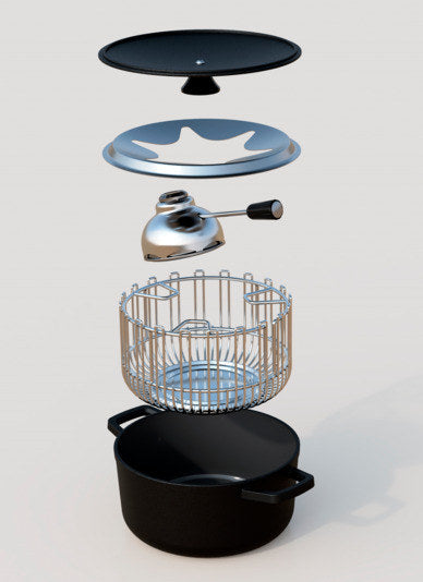 KISAG Fondueset Duo Gusseisen ø 20 cm 10-teilig emailliert in Schwarz, Silber präsentiert im Onlineshop von KAQTU Design AG. Fondueset ist von KISAG