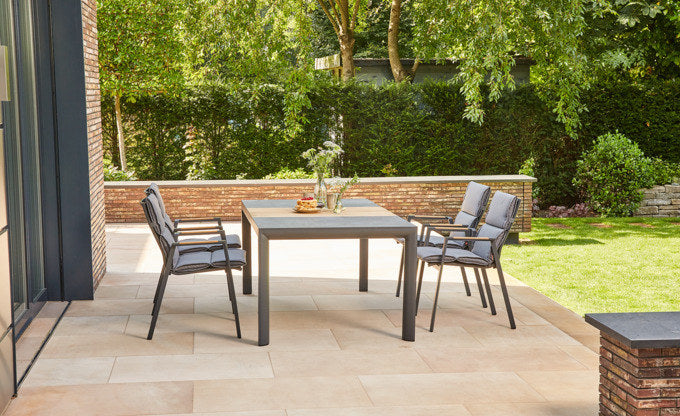 SIENA GARDEN Tisch Rondo 180x100x74 cm mit Holzeinsatz in Anthrazit, Grau präsentiert im Onlineshop von KAQTU Design AG. Gartentisch ist von SIENA GARDEN