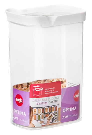 EMSA Schüttdose Optima eckig 2.2 l in Weiss, Transparent präsentiert im Onlineshop von KAQTU Design AG. Vorratsbehälter ist von EMSA