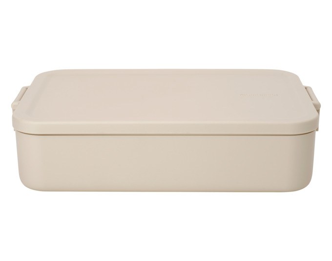 BRABANTIA Lunchbox Make & Take in Soft Beige und Weiss, rechteckige Form mit Deckel und Klickverschluss, Fassungsvermögen 2 Liter.