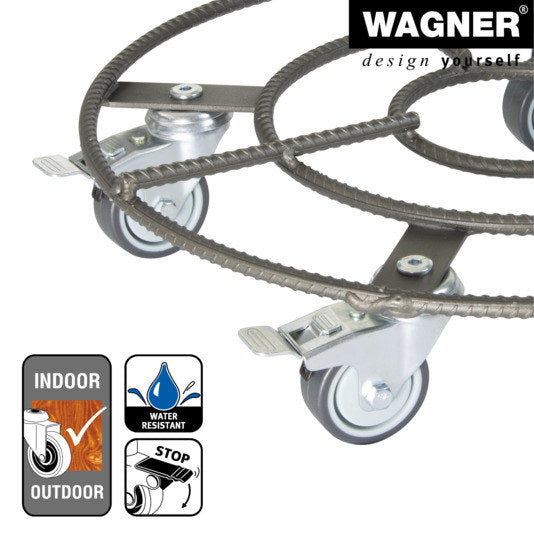 WAGNER Rolluntersetzer ø 380 mm GH0947 in Eisenmatt, Grau präsentiert im Onlineshop von KAQTU Design AG. Pflanzenroller ist von WAGNER