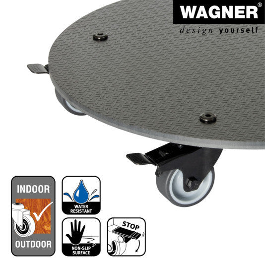 WAGNER Rolluntersetzer HPL ø 380 mm GH0630 in Schwarz präsentiert im Onlineshop von KAQTU Design AG. Pflanzenroller ist von WAGNER