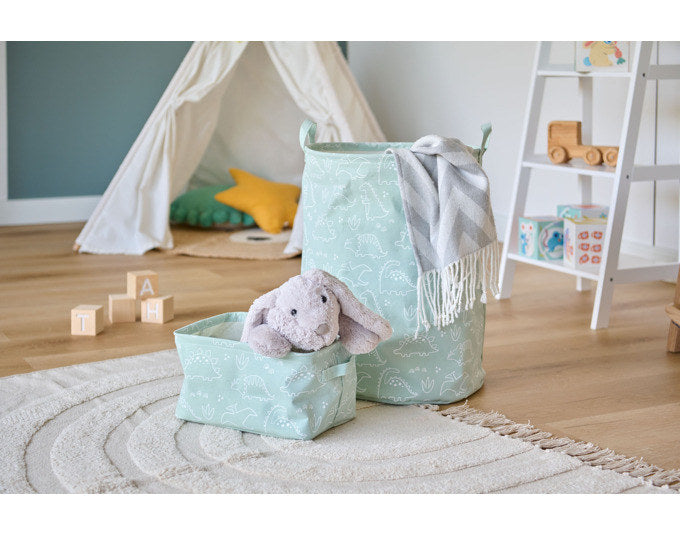 ZELLER Wäschesammler Dino ø 38x48 cm in Mint, Grün, Dekoriert präsentiert im Onlineshop von KAQTU Design AG. Wäschekorb ist von ZELLER PRESENT