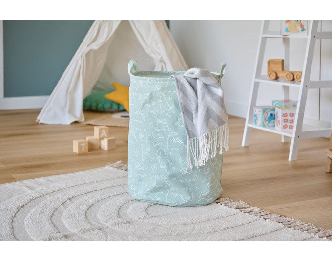 ZELLER Wäschesammler Dino ø 38x48 cm in Mint, Grün, Dekoriert präsentiert im Onlineshop von KAQTU Design AG. Wäschekorb ist von ZELLER PRESENT